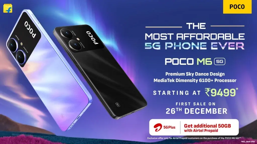 POCO M6 5G affordable phone launched with Dimensity 6100+