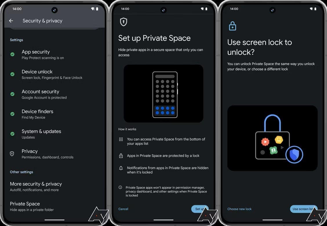 Setting up Android Private Space
