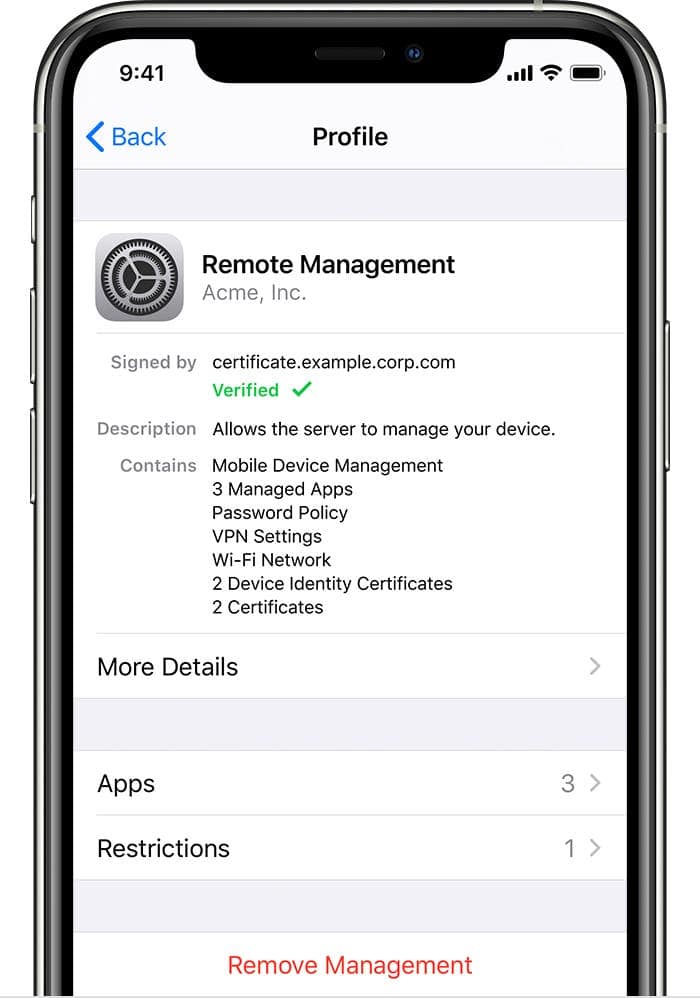 remote management check iOS
