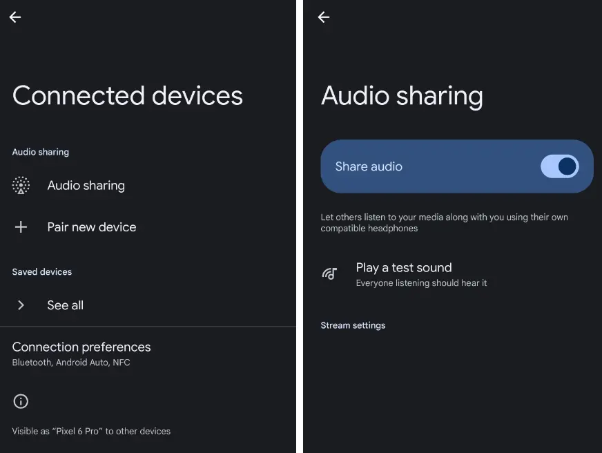 Общий доступ к аудио в Android 15