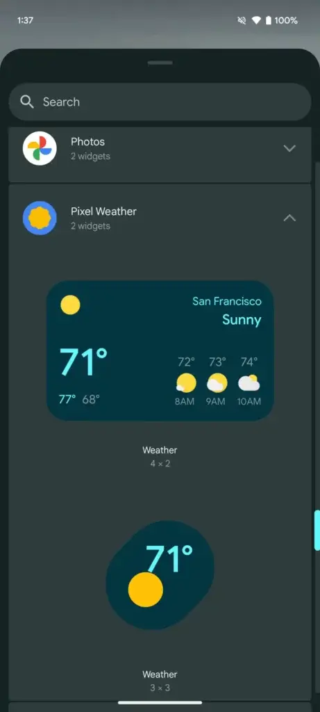 Pixel widgets on Android 15