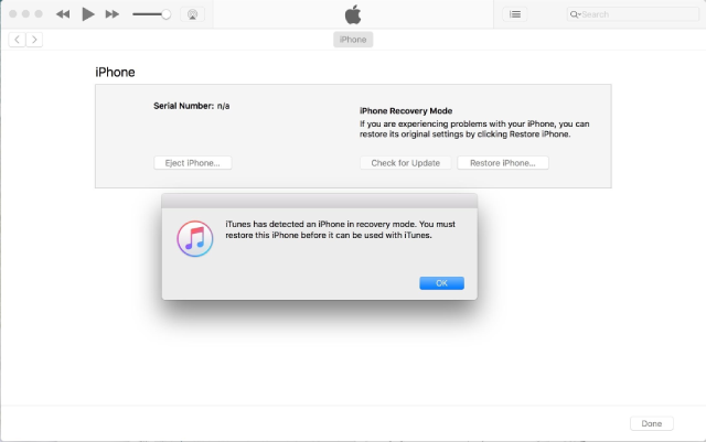 Restoring iPhone through iTunes