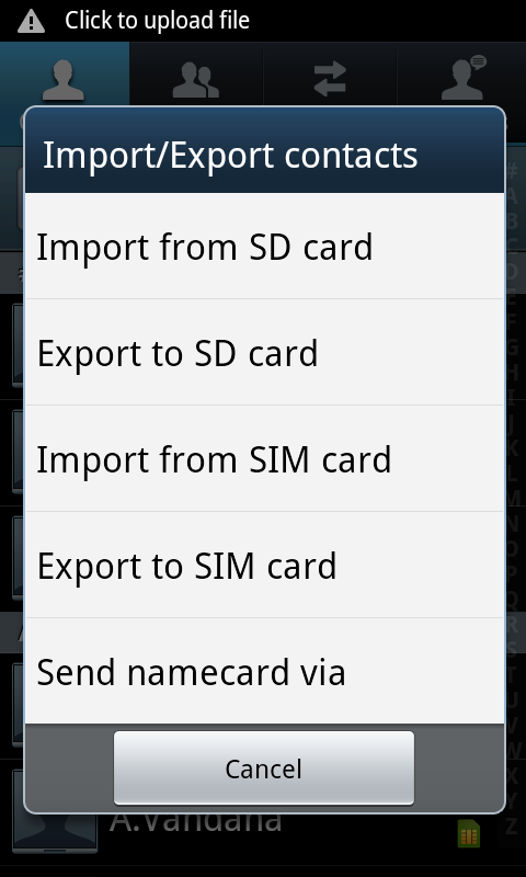 hot to export contacts to sime chinese android phone
