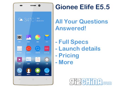 gionee elife e5.5 full details