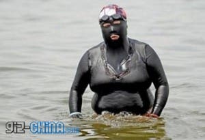 chinese lady homemade swimsuit